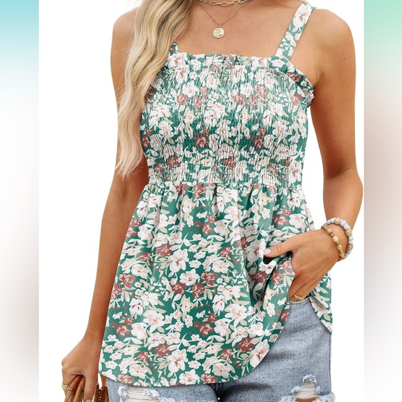 Tops - EUC smocked floral tank